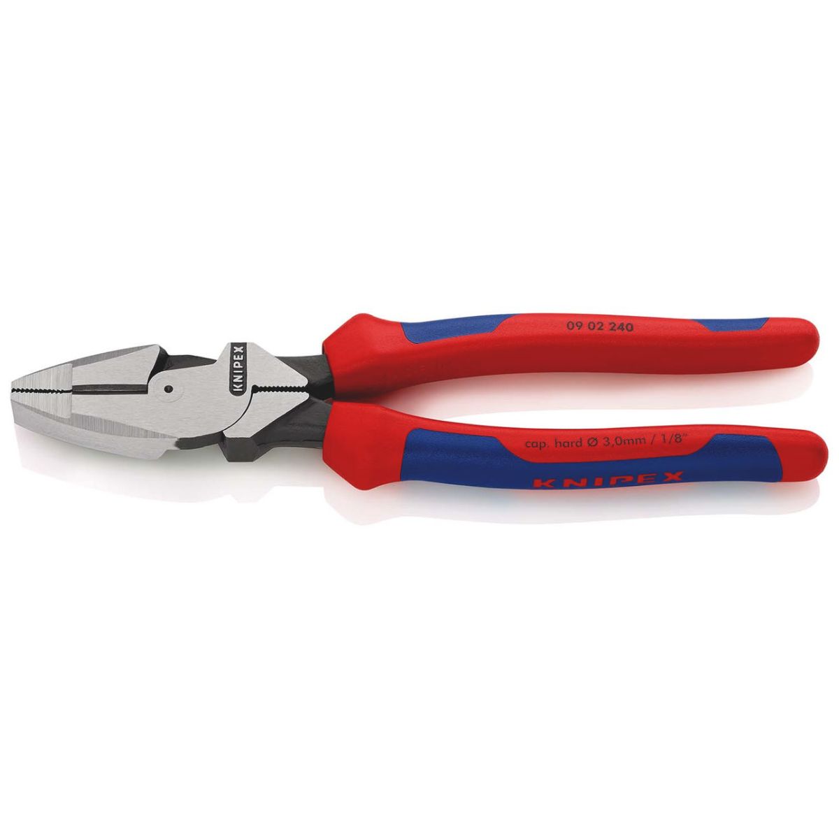 Kraft-Kombizange ″Lineman's Pliers″ amerikanisches Modell mit Mehrkomponenten-Hüllen schwarz atramentiert 240 mm