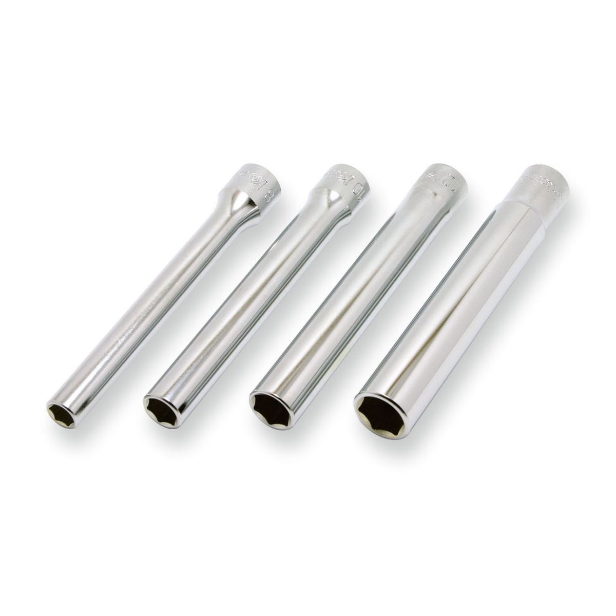 3/8″ 6-kant Steckschlüssel,EXTRA-LANG, 4teiliger Satz in Kunststoffbeutel
