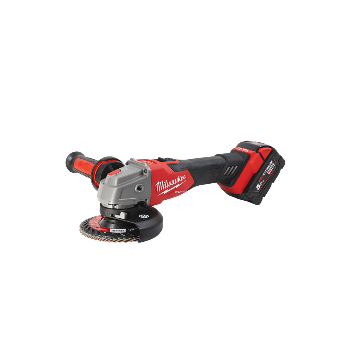 Milwaukee® Akku-Winkelschleifer 18V, für 125 mm Scheiben ⌀, mit Akku, mit Sanftanlauf und Wiederanlaufsperre, im Koffer