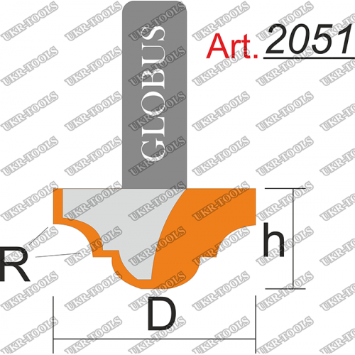 Фреза ГЛОБУС 2052 пазовая фасонная R3 D15 h10 d8