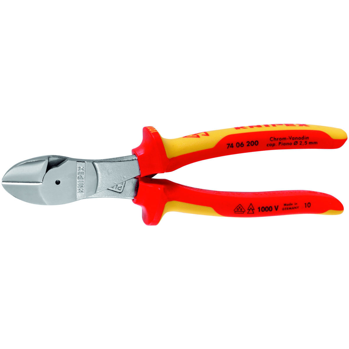Kraft-Seitenschneider, verchromt VDE-isoliert, ganze Länge: 160mm