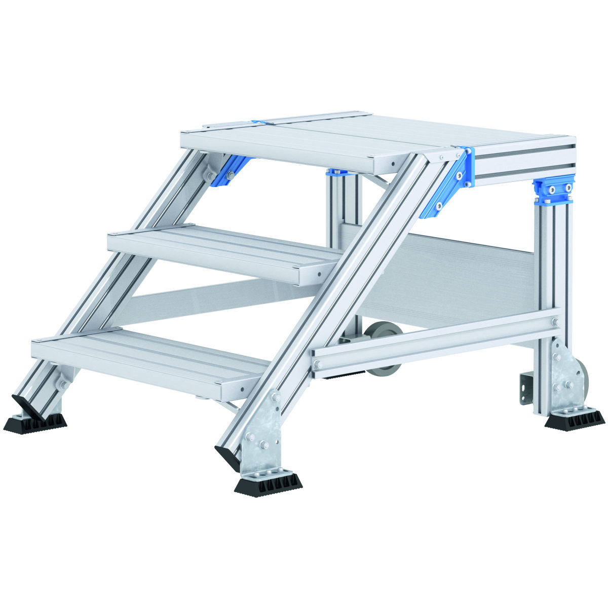 ZARGES Treppen-Podest Tragfähigkeit 300 kg, einseitig begehbar, mögliche Treppenanzahl 2 – 5