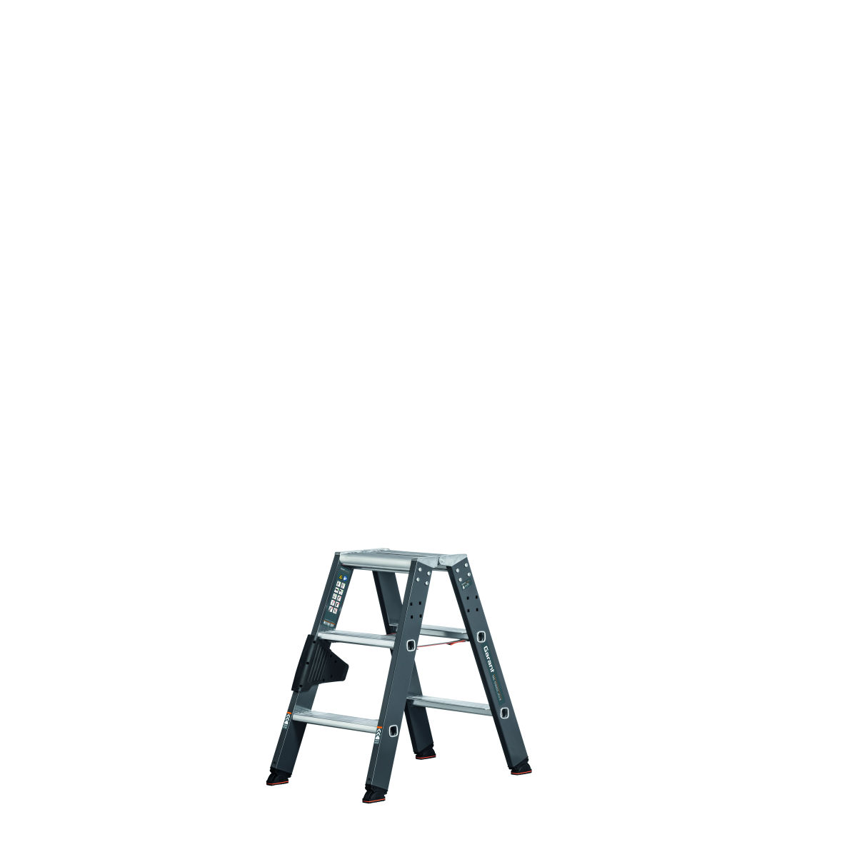 GARANT Stufen-Stehleiter Aluminium, beidseitig begehbar, mögliche Stufenanzahl 2×3 – 2×5