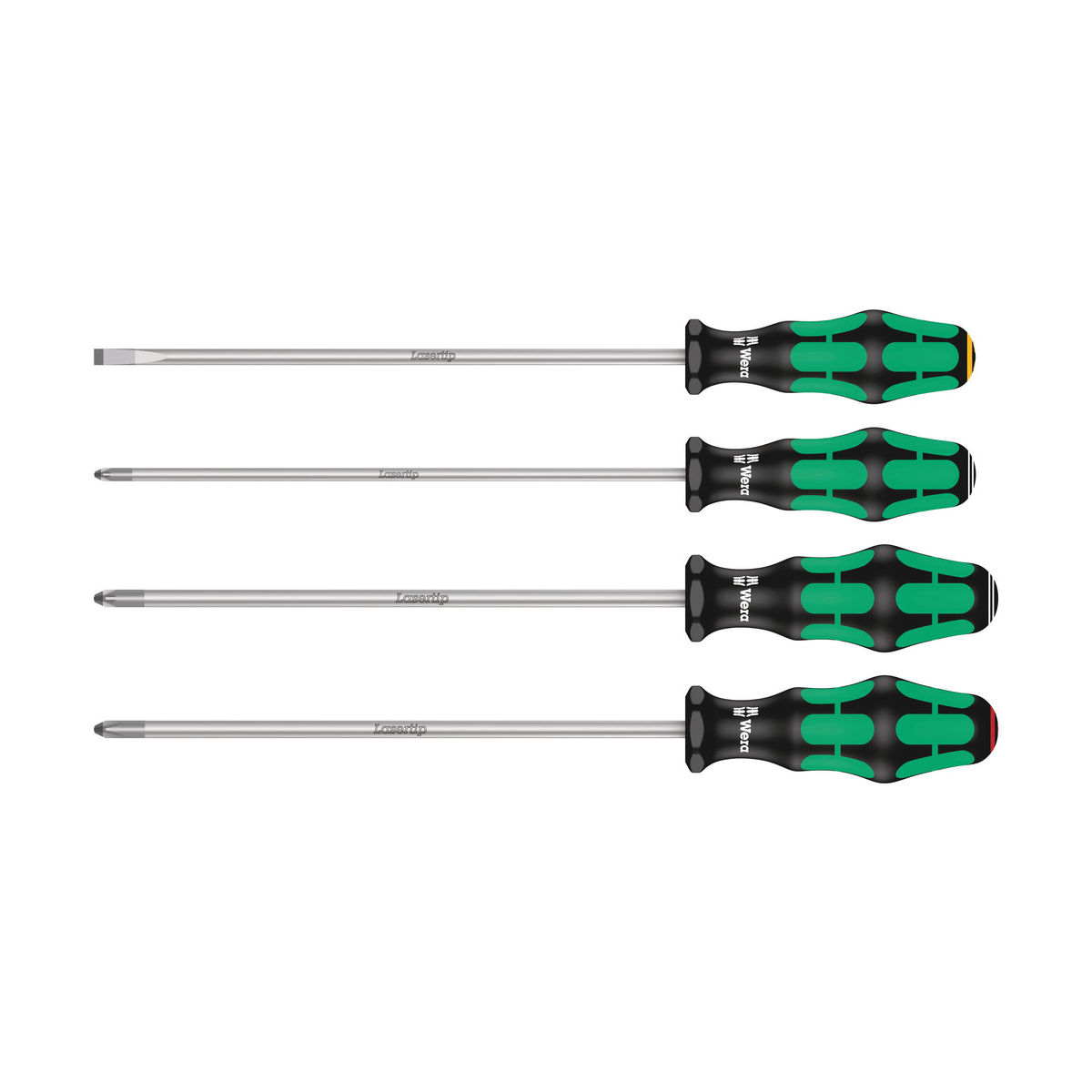 335/350/355/4 Schraubendrehersatz Kraftform Plus Lasertip mit 200 mm langen Klingen, 4-teilig