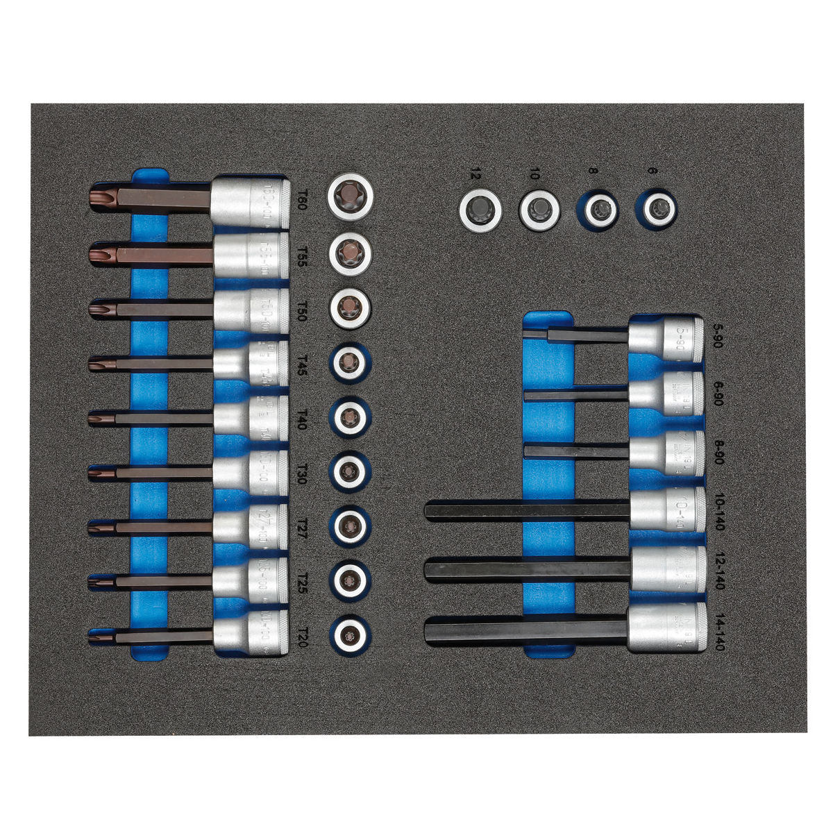 Satz Schraubendrehereinsätze 1/2″ in 2/4 Check-Tool-Modul
