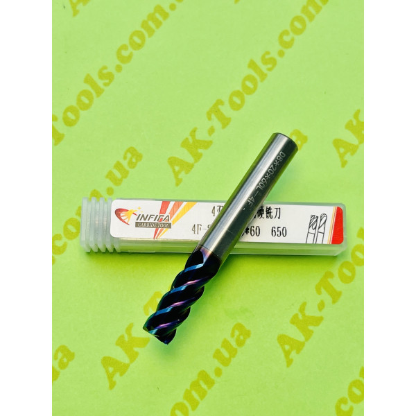 ТВЕРДОСПЛАВНІ 4-пера · D8*20*60L*4F (65HRC)