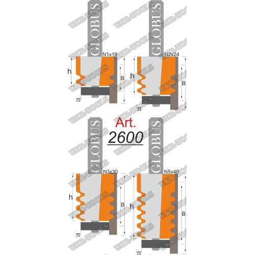 Фреза ГЛОБУС 2600 кромочная фигурная d8 N1x19 B12-28