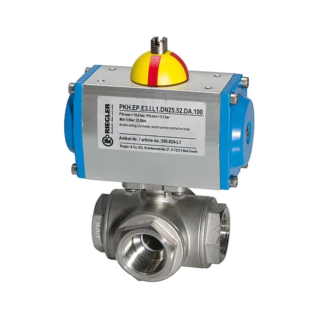 ES-Kuha, pneumatisch Stellantrieb doppeltwirkend, L-Bohrung, Rp 11/2