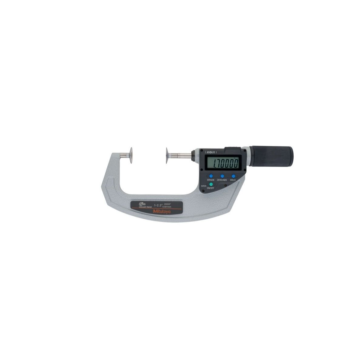 Digitale Bügelmessschraube ″Quickmike″ für Zahnweitenmessungen, IP65 Zoll/Metrisch, 1-2,2″, Teller=20 mm
