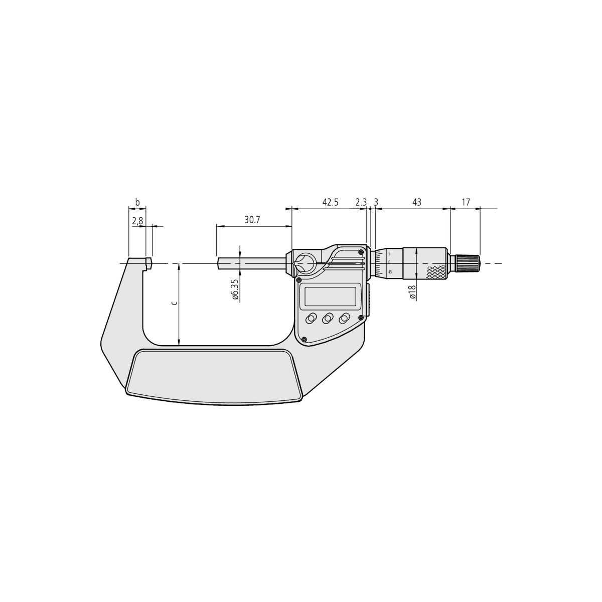 Digitale Bügelmessschraube mit sphärischem Amboss Zoll/Metrisch, 1-2″, IP65