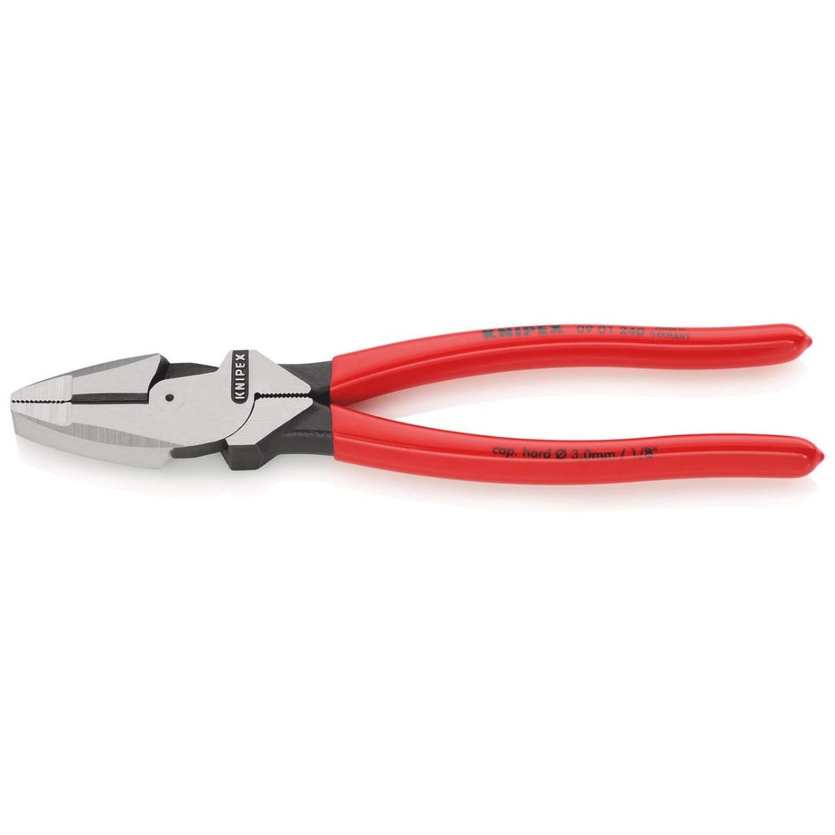 Kraft-Kombizange ″Lineman's Pliers″ amerikanisches Modell mit rutschhemmendem Kunststoff überzogen schwarz atramentiert 240 mm