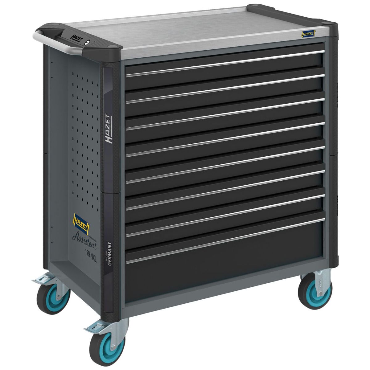 Werkstattwagen ∙ Assistent 179NXL ∙ einzeln ∙ L x B x H: 959 mm x 518 mm x 1020 mm ∙ Schubladen, flach: 7× 81 x 696 x 398 mm ∙ Schubladen, hoch: 1× 166 x 696 x 398 mm