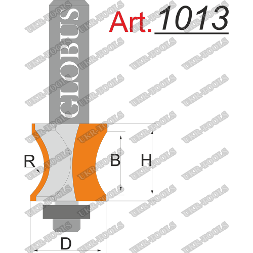 Фреза ГЛОБУС 1013 кромочная фигурная D24 d8 R10 h24