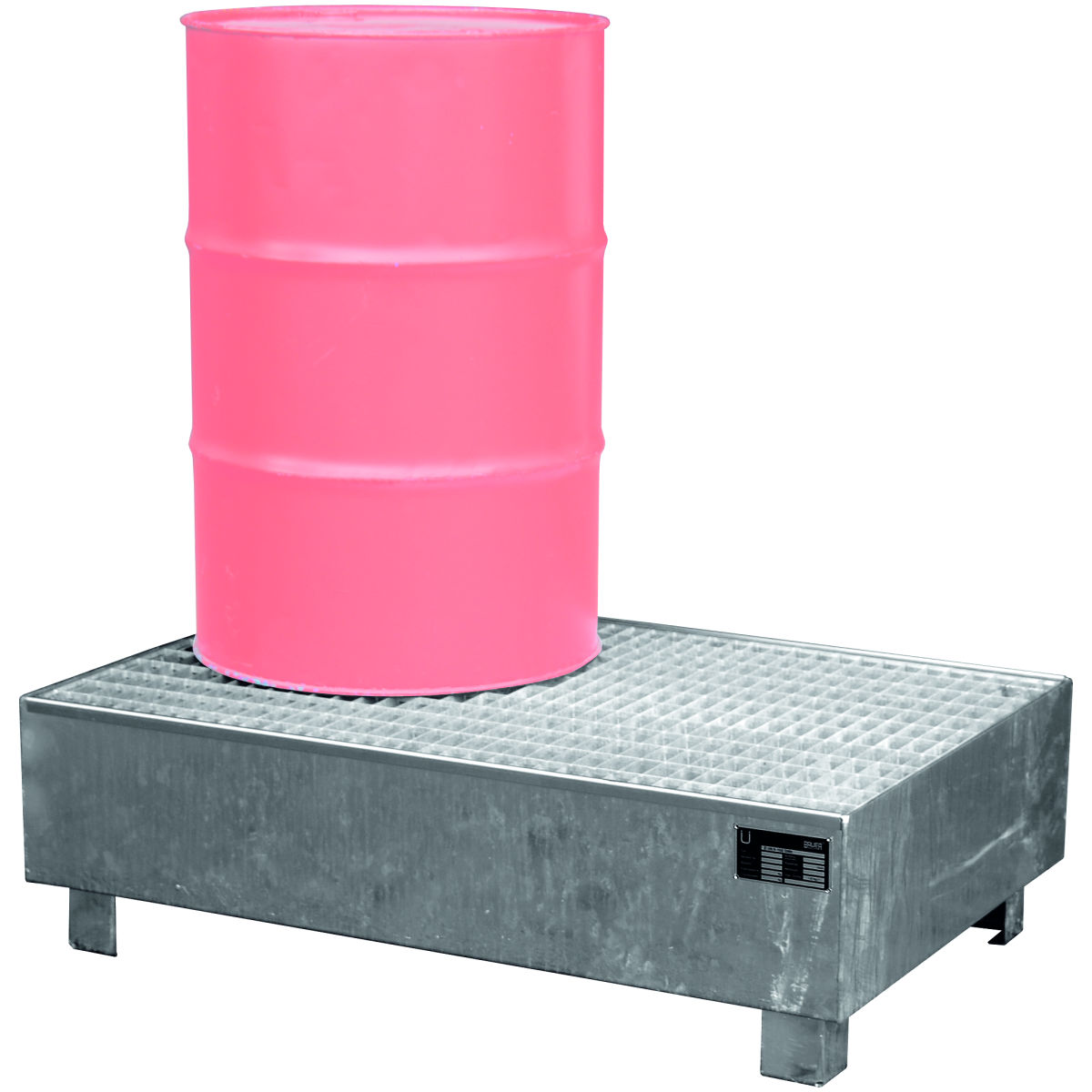 Auffangwanne für 200-l-Fässer verzinkt mit Gitterrost, Anzahl Fässer×Fassinhalt (l): 2X200