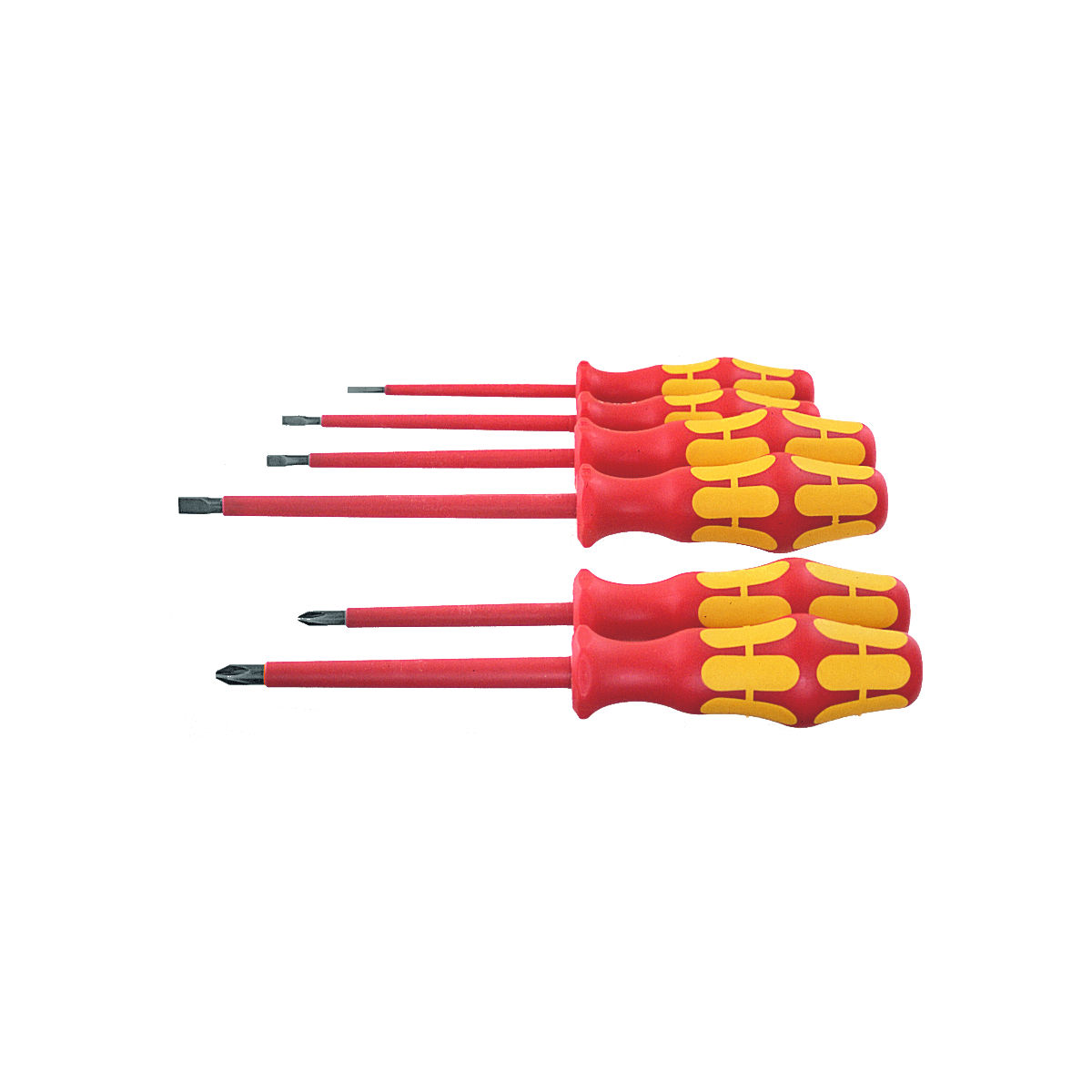 Elektriker-Schraubendreher-Sortiment, 6-teilig für Schlitz und Pozidriv, VDE-vollisoliert, Anzahl Schraubendreher: 4/2
