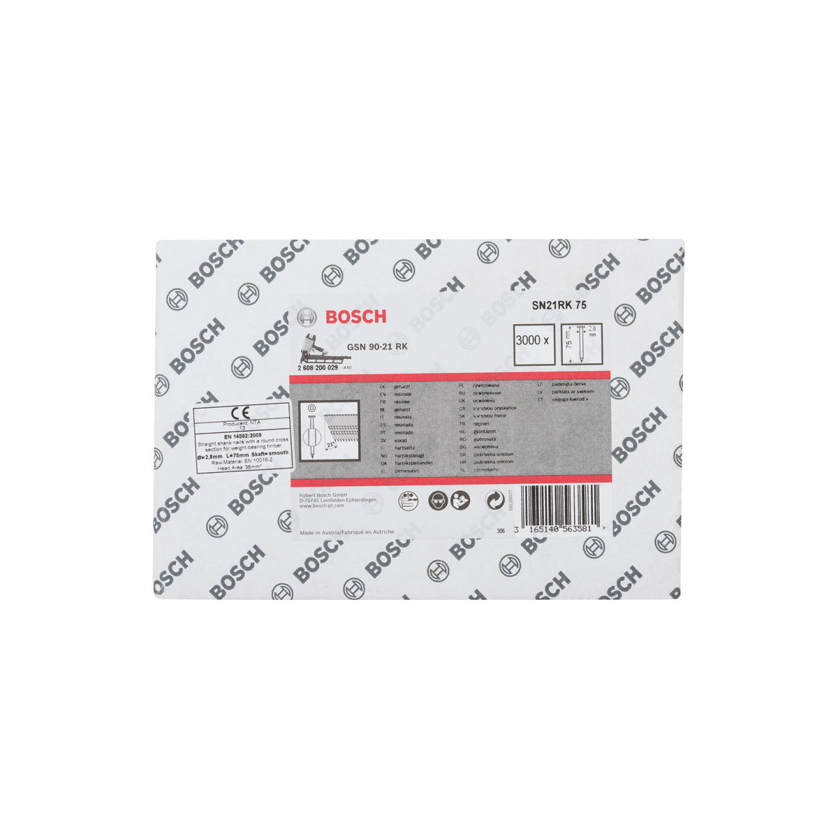 Rundkopf-Streifennagel SN21RK 75 2,8 mm, 75 mm, blank, glatt, 3000er-Pack