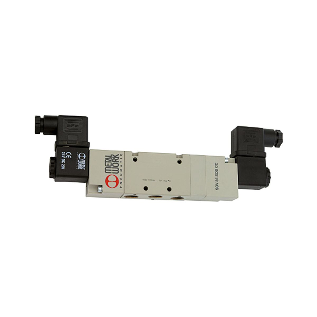 5/3-Wegeventil, elektropneumatisch, Mitte entlüftet, G 1/8, 12 V DC