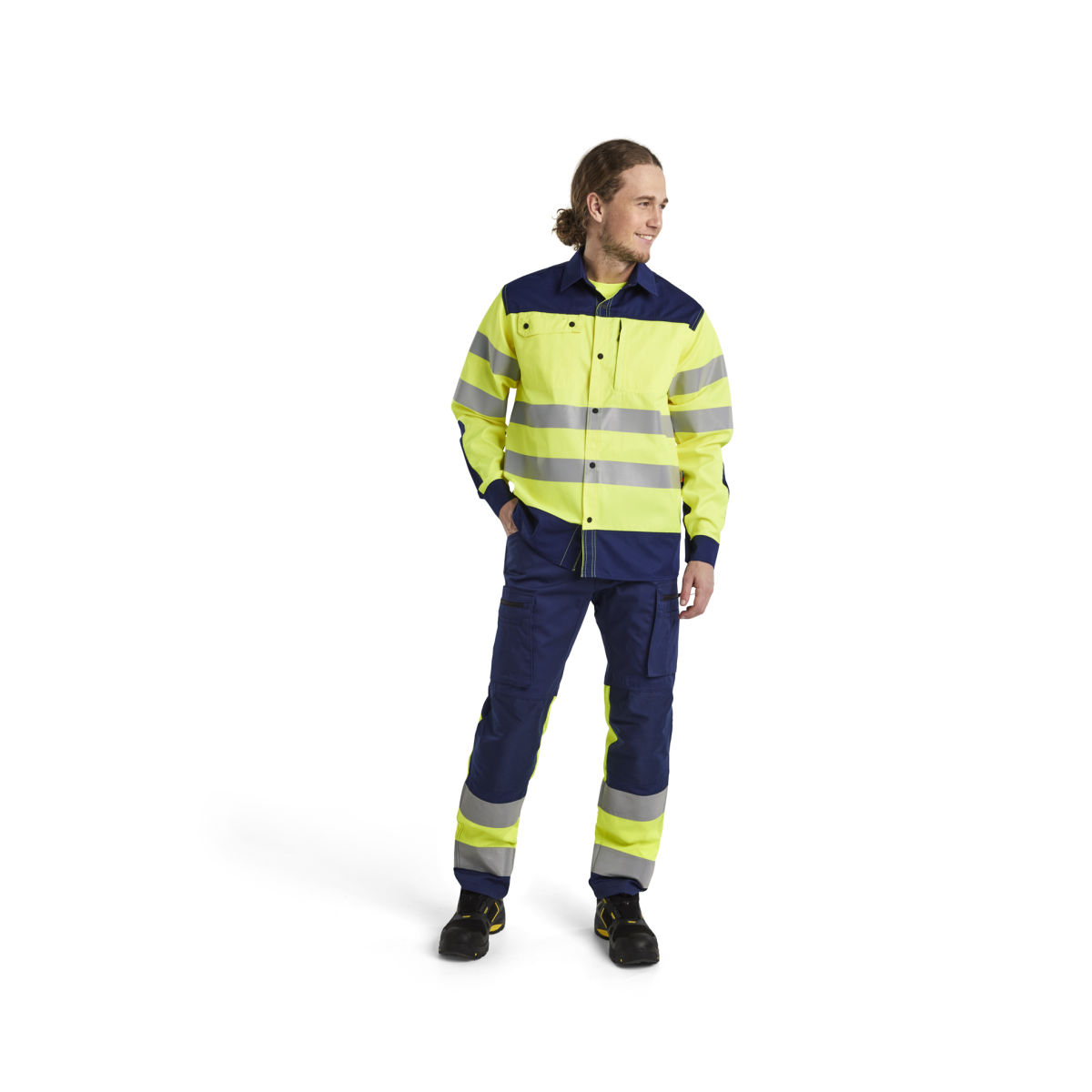 High Vis Arbeitshose mit Stretch Marineblau/ High Vis Gelb C48, marineblau / high vis gelb