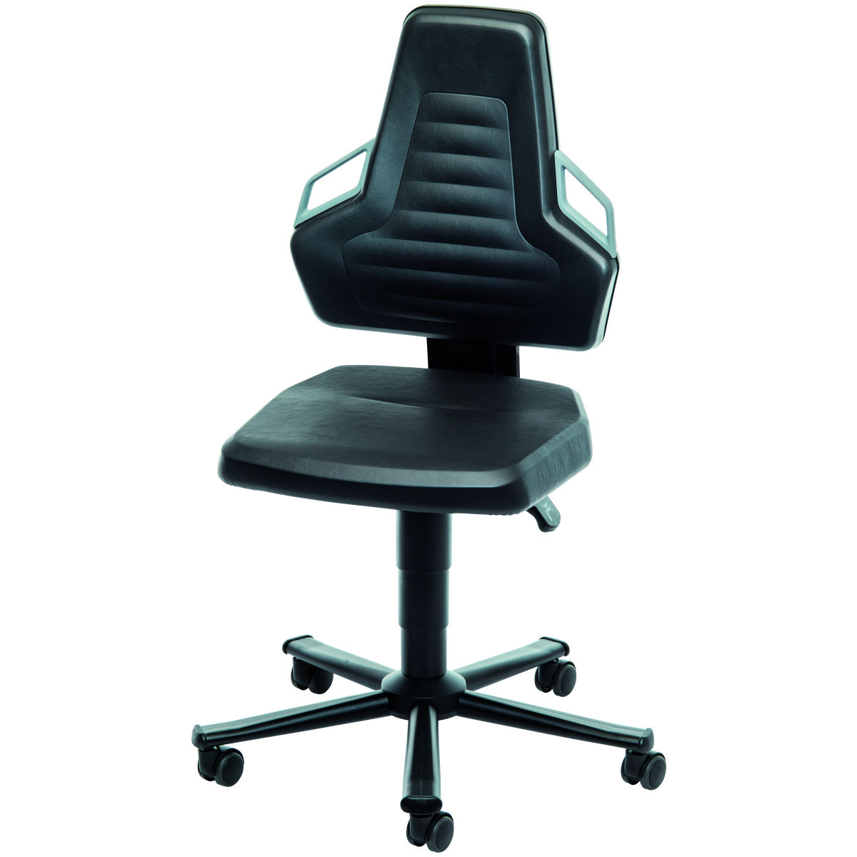 Arbeitsdrehstuhl, Kunstleder, mit Rollen, niedrig, Farbe: BLACK