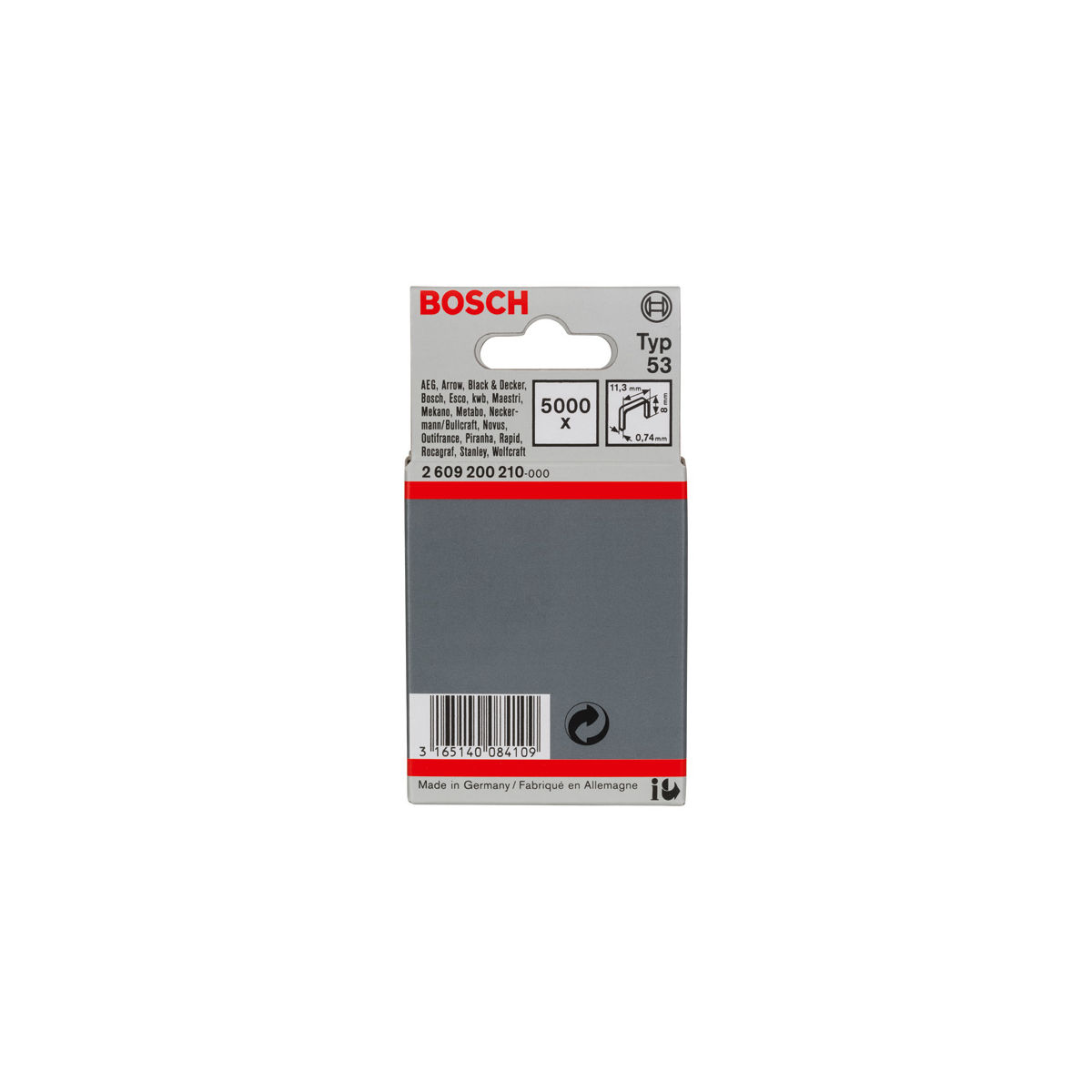 Feindrahtklammer Typ 53, 11,4 x 0,74 x 8 mm, 5000er-Pack