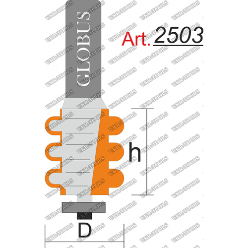 Фреза ГЛОБУС 2503 кромочная фигурная с нижним подшипником R3 D22 h25 d8