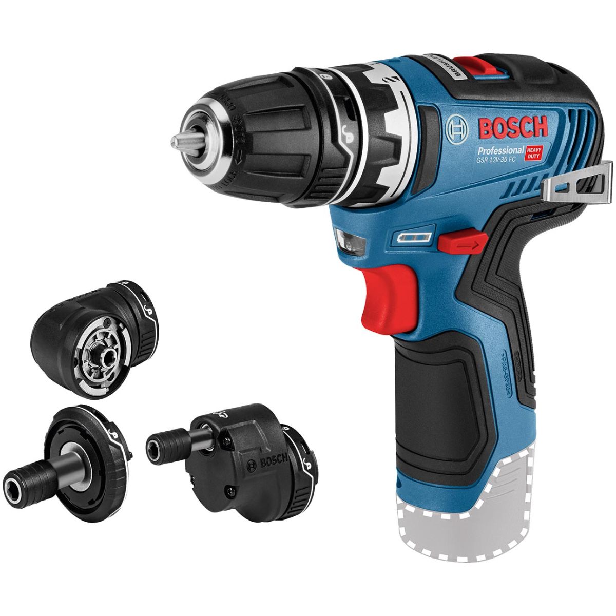 BOSCH Bohrschrauber mit wechselbarem Bohrfutter, 12V, Akku-Bohrschrauber, mit Akkuladestandanzeige, ohne Akku, in L-Boxx