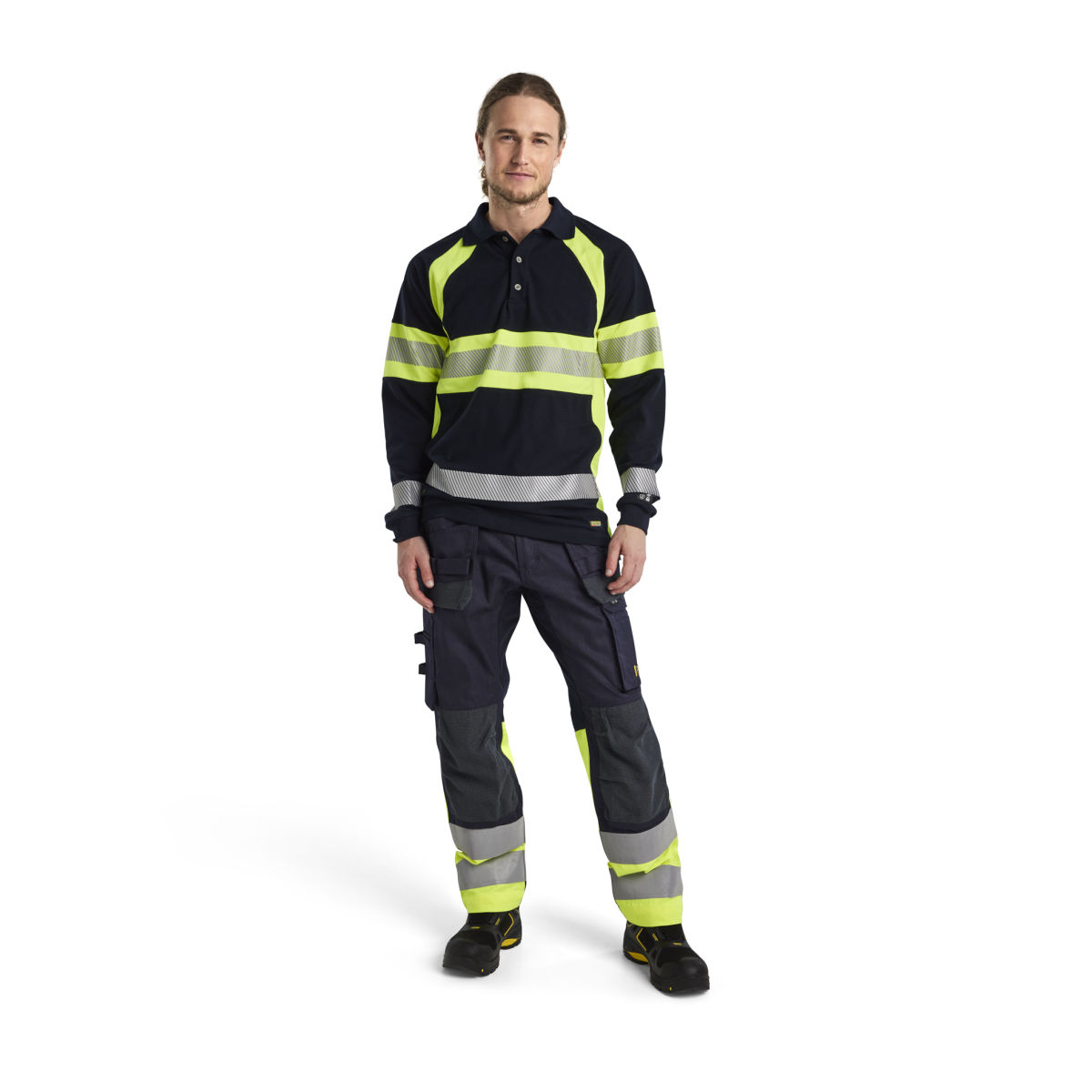 Multinorm Arbeitshose inhärent mit Stretch Marineblau/ High Vis Gelb D104, marineblau / high vis gelb