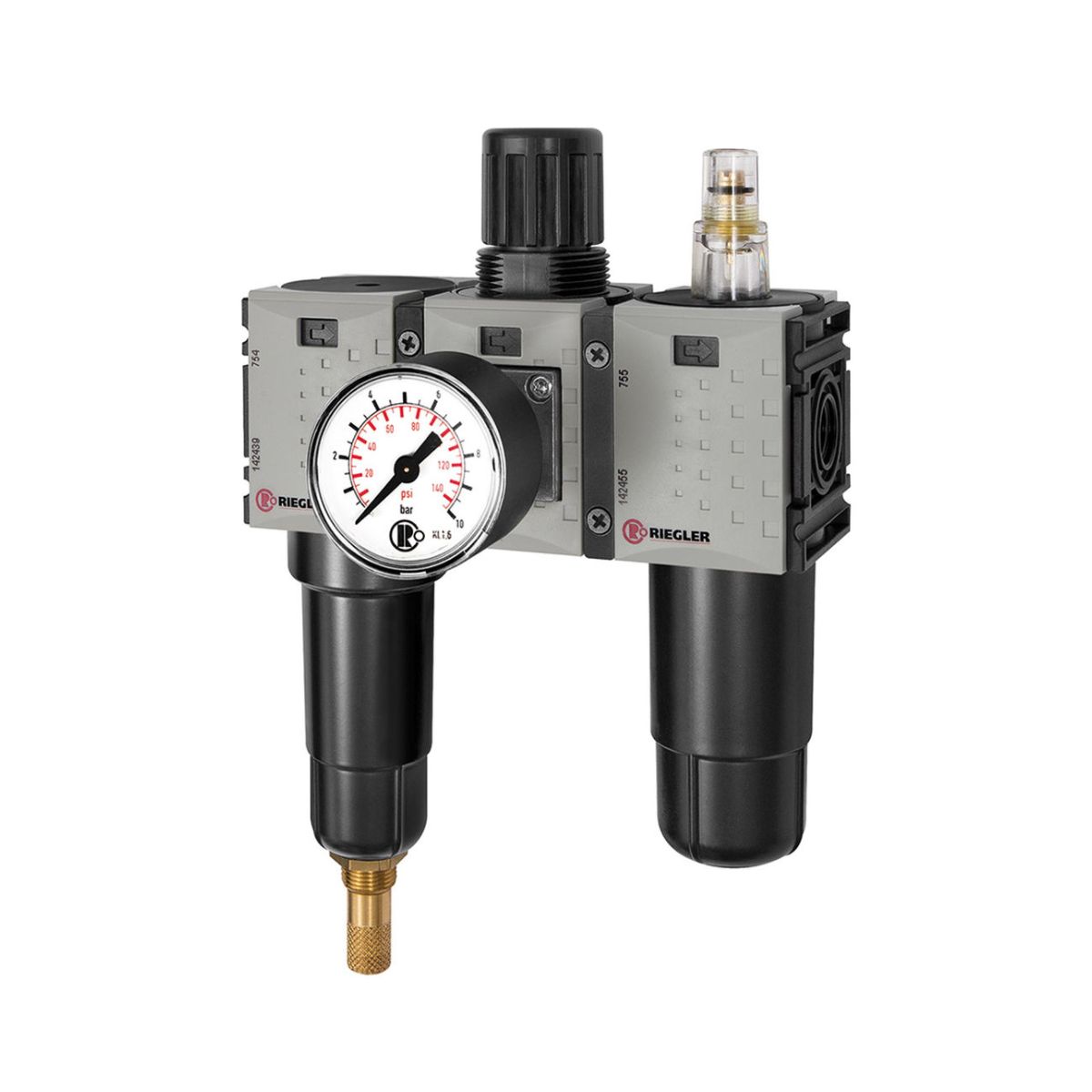 WE 3-teiling »FUTURA-mini«, Metallbe., Standardmanometer, G 1/4, 0, 5-8, VA