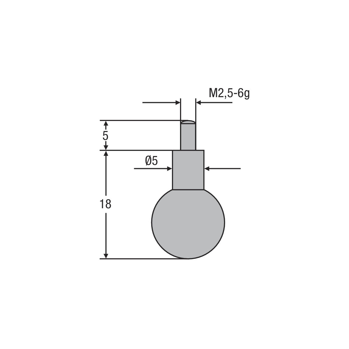 Messeinsatz M2,5mm Kugel ø 9,5 mm