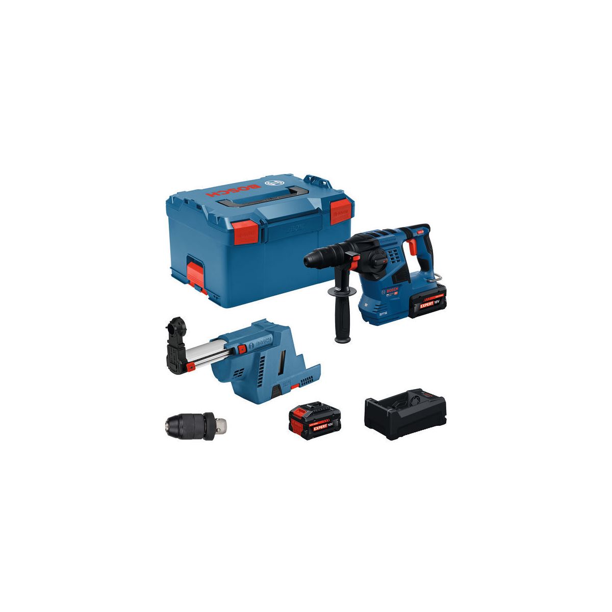 Bohrhammer mit SDS plus GBH18V-28F, 2x EXBA18V-80 in L-BOXX
