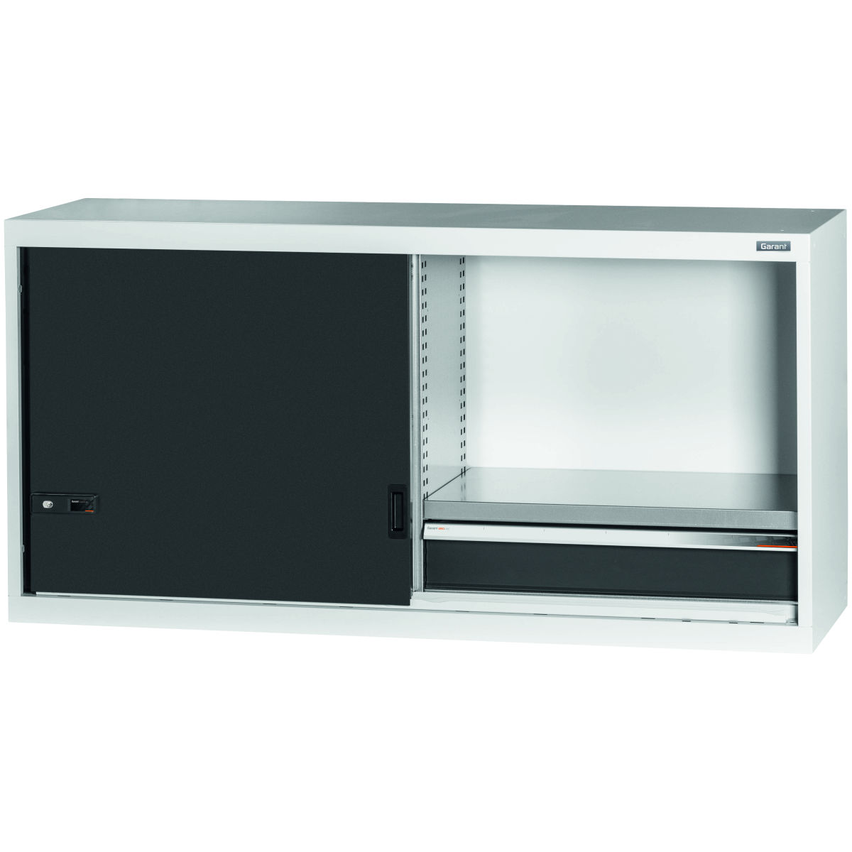 Aufsatzschrank mit Schublade, Vollblech-Schiebetüren, 26×14G, Höhe: 750mm