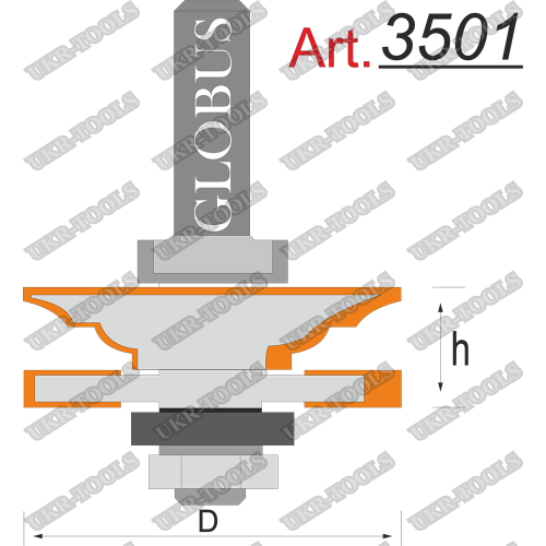 Фреза ГЛОБУС 3501 комбинированная рамочная D42 d8 l20