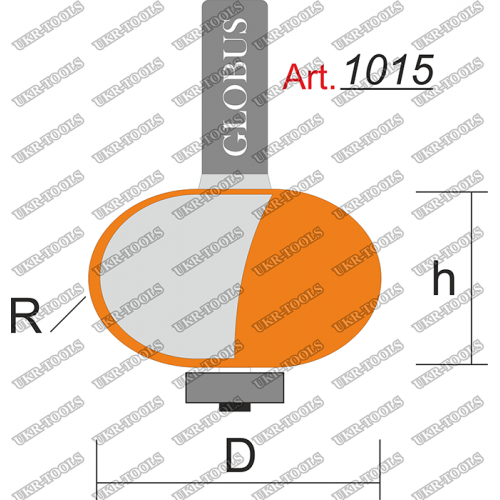 Фреза ГЛОБУС 1015 кромочная галтель с нижним подшипником R5 D24 h10 d8