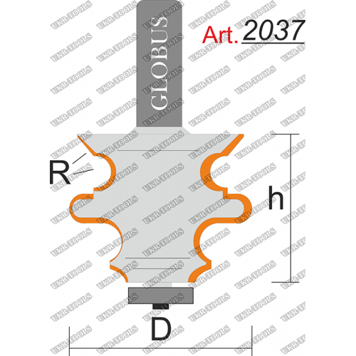 Фреза ГЛОБУС 2037 кромочная фигурная с нижним подшипником R3 D30 h30 d8