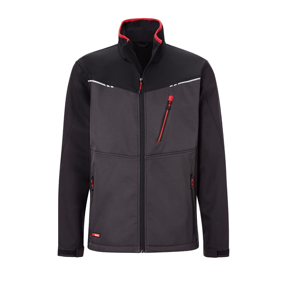 Softshell Jacke, dunkelgrau / schwarz / rot, Unisex-Größe: S