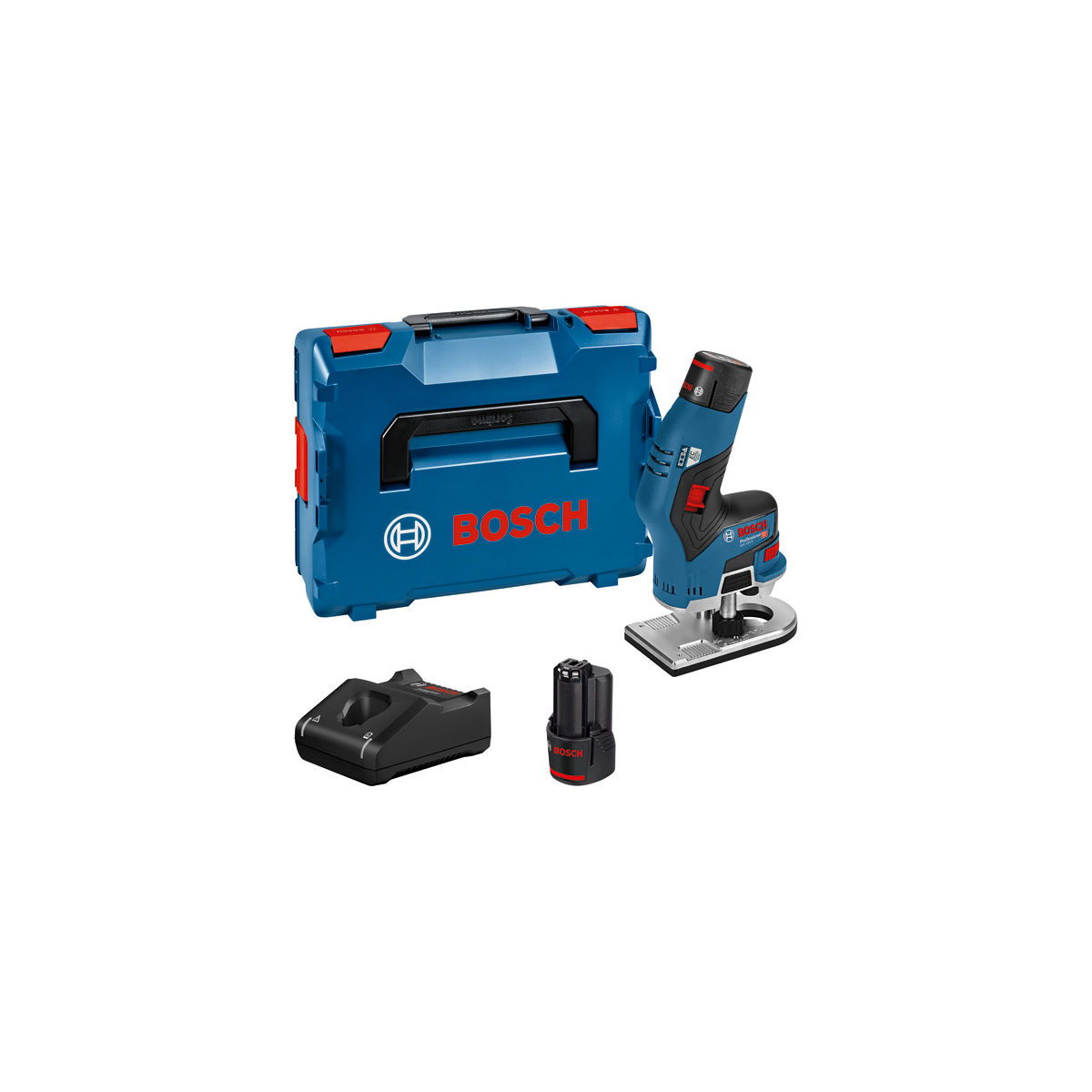 Akku-Kantenfräse GKF 12V-8, mit 2 x 3.0 Ah Li-Ion Akku, L-BOXX