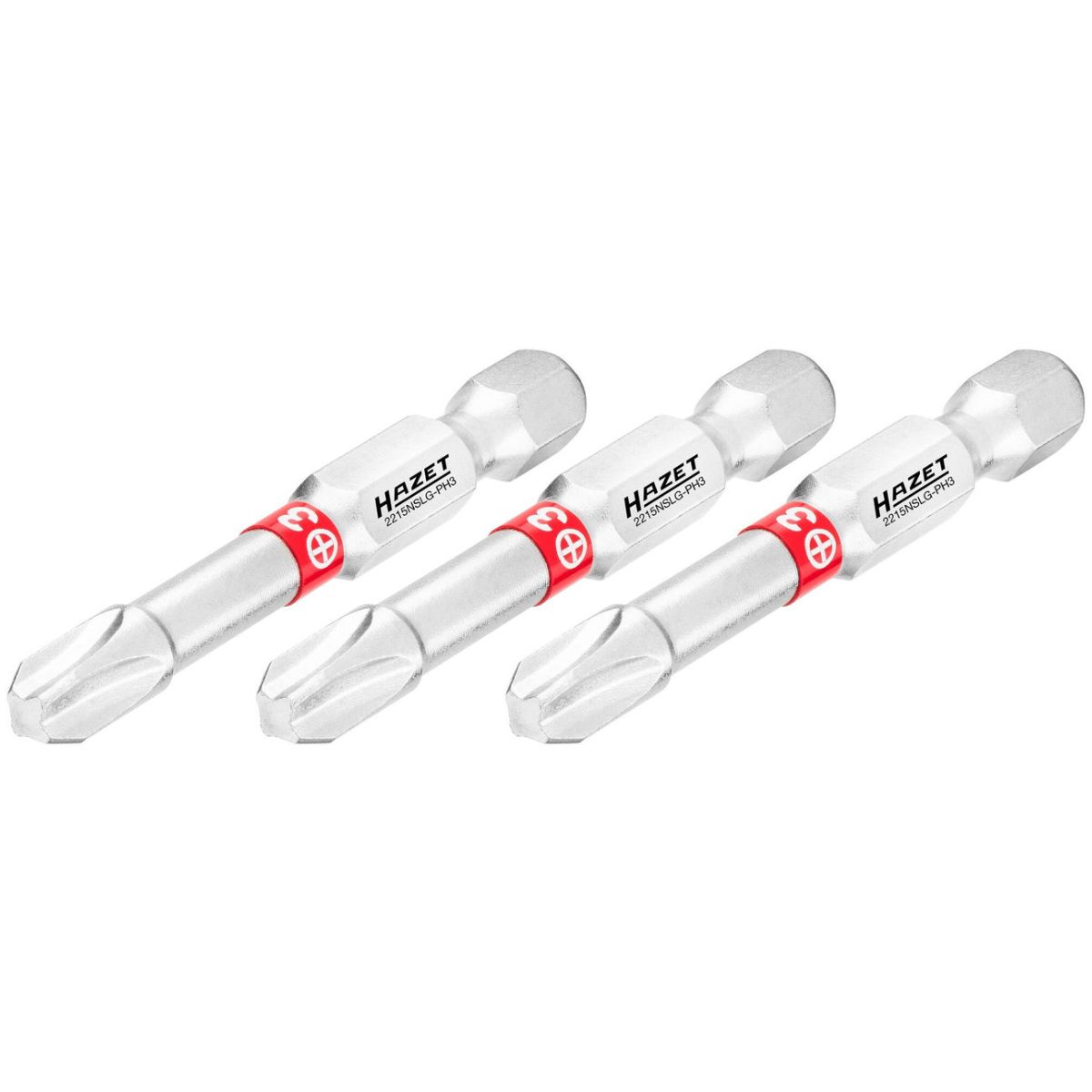 Bit ∙ 1/4 Zoll (6,3 mm) Sechskant massiv ∙ Kreuzschlitz Profil PH ∙ 3-teilig ∙ SW PH3