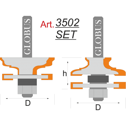 Фреза ГЛОБУС 3502 Set комбинированная рамочная D46 d12 h24