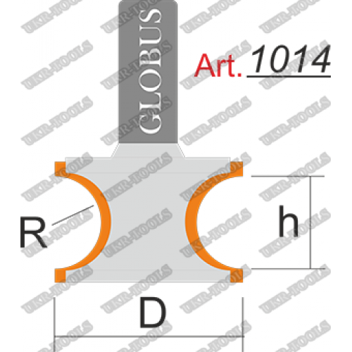 Фреза ГЛОБУС 1014 кромочная фигурная R10 D35 h20 d8