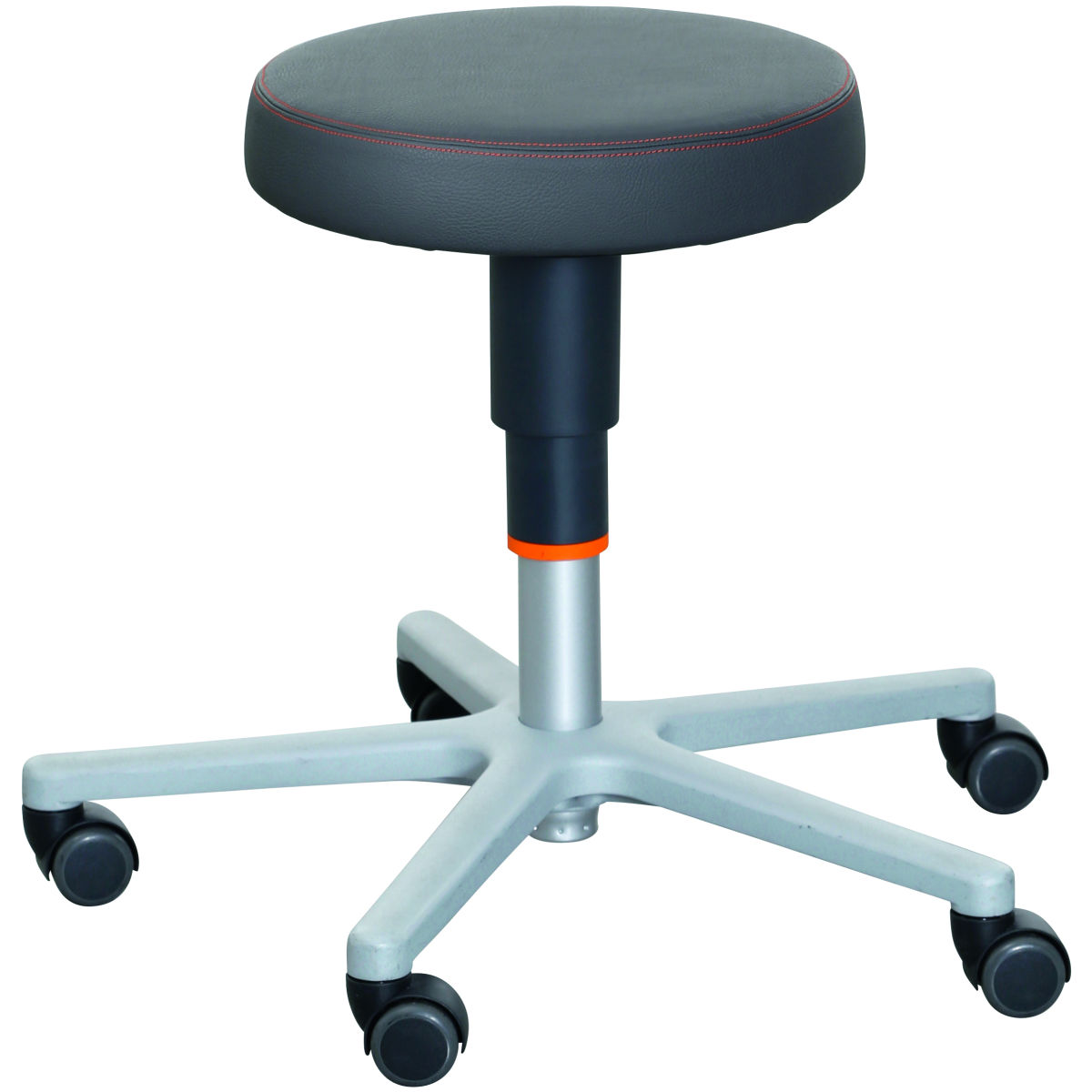 Arbeitshocker, Kunstleder, mit Rollen, niedrig