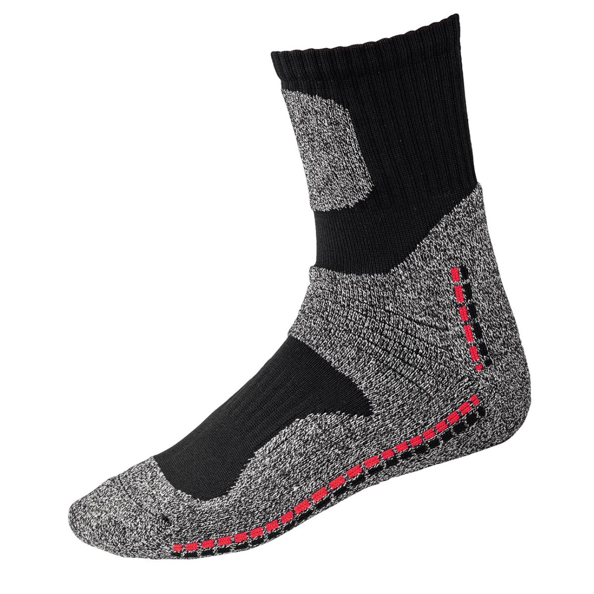 Funktionssocken, halblang, schwarz / rot / grau, Unisex-Größe: 36-38