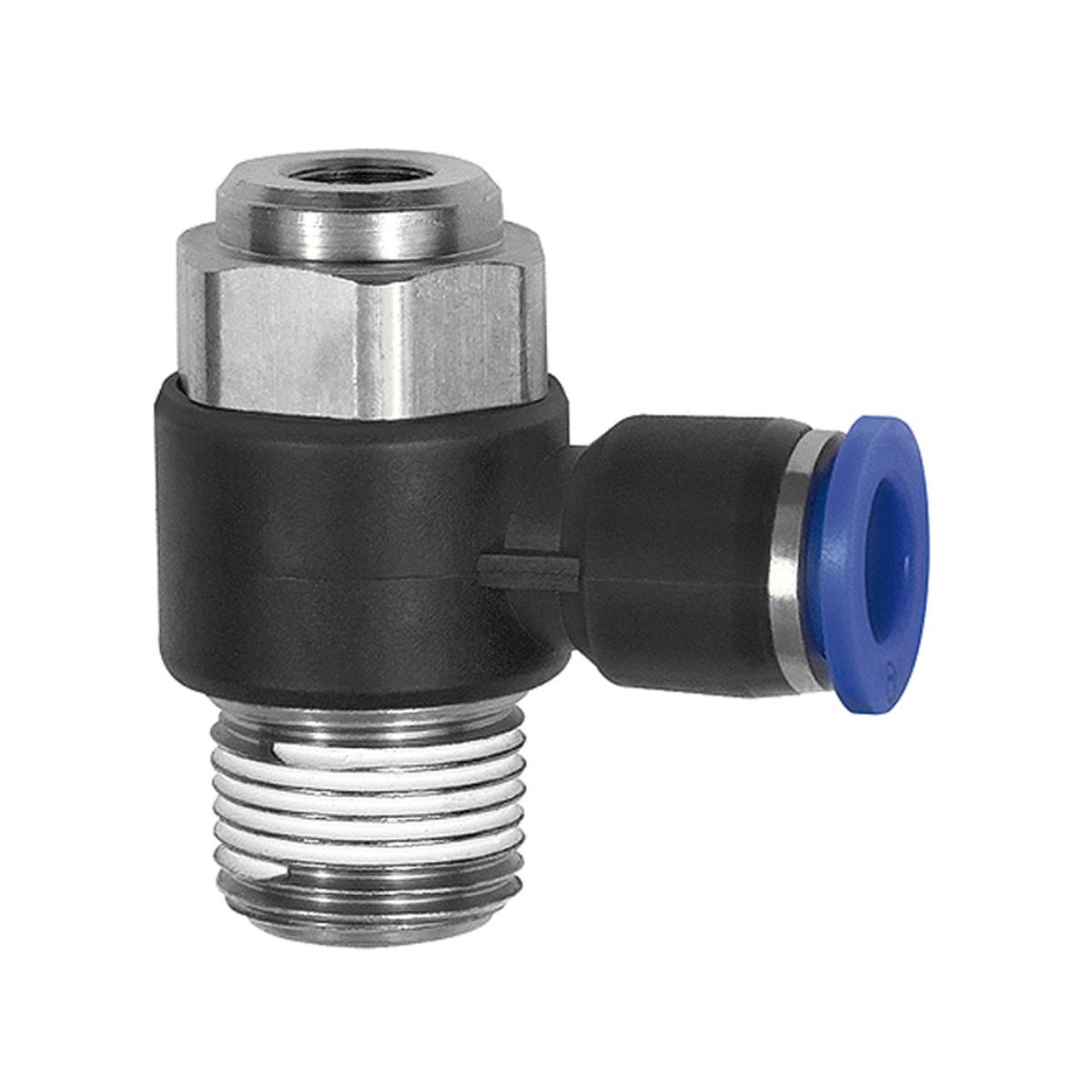 Drosselrückschlagventil »Blaue Serie« Abluftdrosselung, R 1/2 außen Ø10 mm