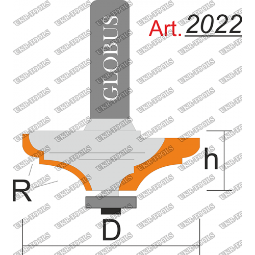 Фреза ГЛОБУС 2022 кромочная фигурная с нижним подшипником R3/8 D36 h15 d8