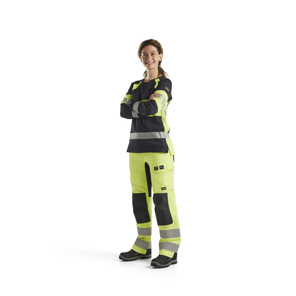 Damen Multinorm Arbeitshose Inhärent mit Stretch High Vis Gelb/Marineblau C42, high vis gelb / marineblau