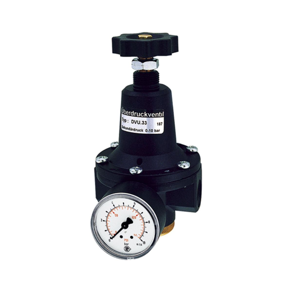 Druckbegrenzungsventil, inklusive Manometer, G 1/2, 0, 5 - 10, 0 bar