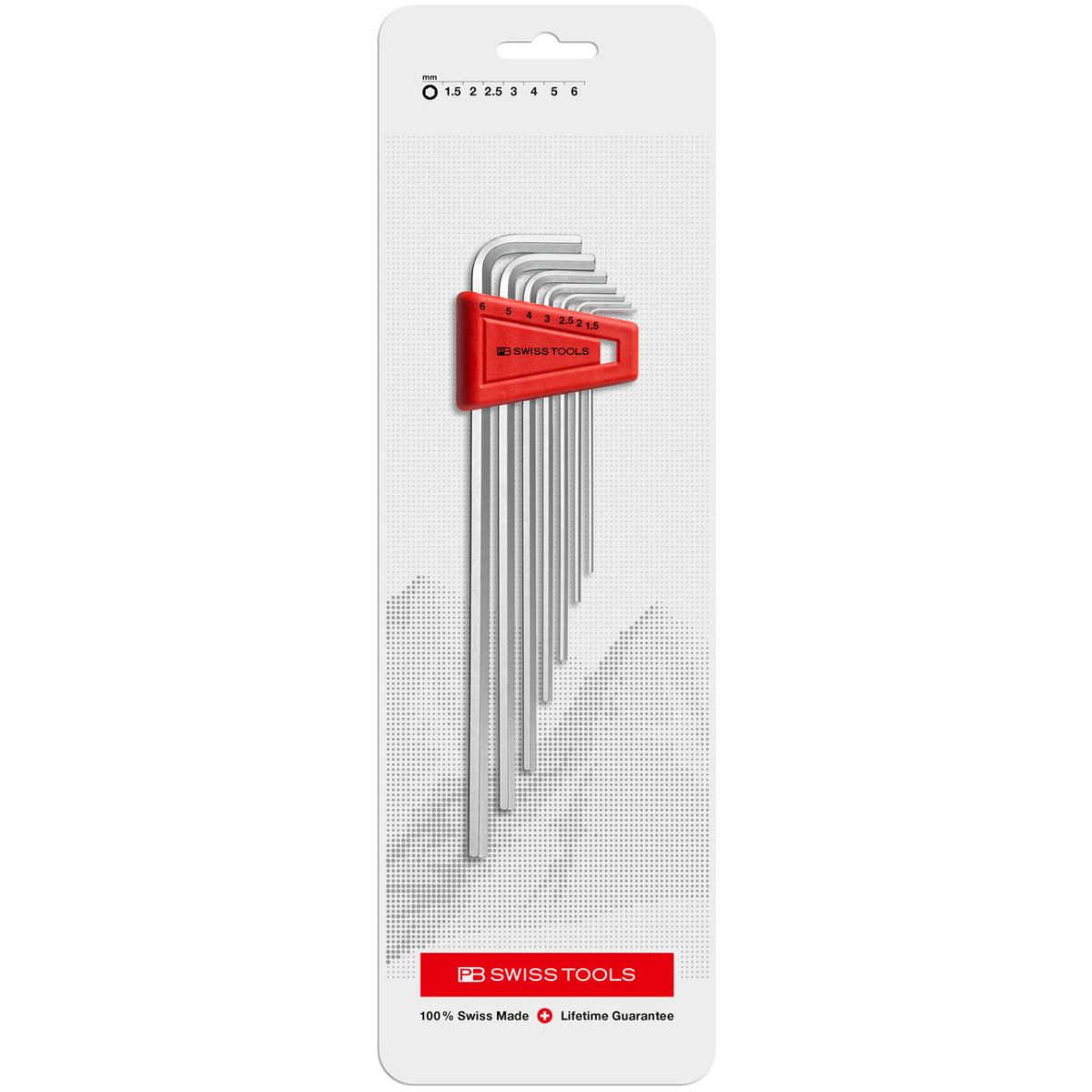 Winkelschraubendreher für Innensechskant-Schrauben, lange Ausführung, Set in praktischem Halter, in Blister-Verpackung