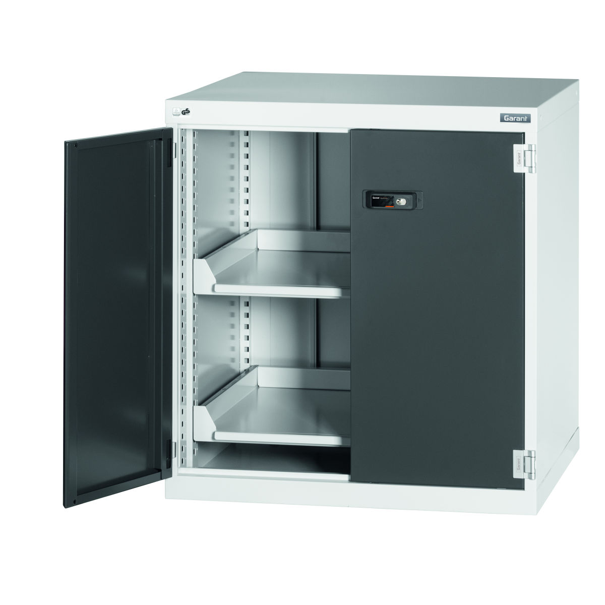Flügeltüren-Beistellschrank ohne Abrollrand, mit Auszugboden, 26×20G, Höhe: 800mm