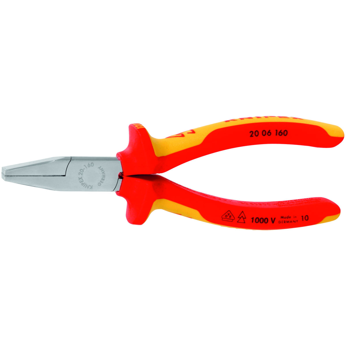 Flachzange verchromt VDE isoliert, ganze Länge: 160mm