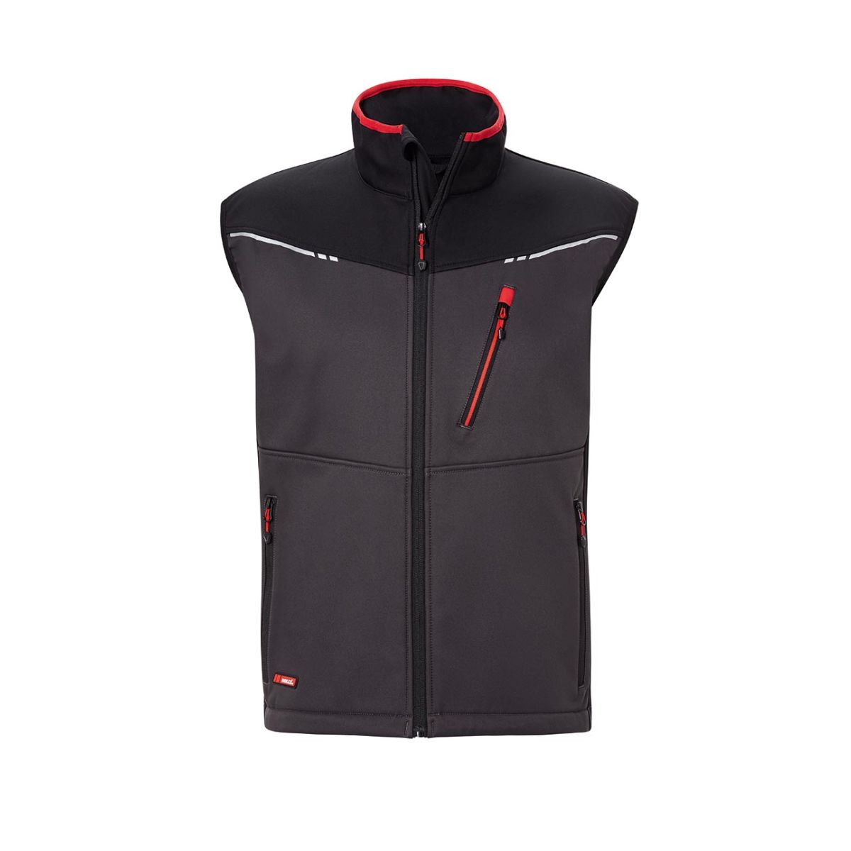 Softshell Weste, dunkelgrau / schwarz / rot, Unisex-Größe: 4XL