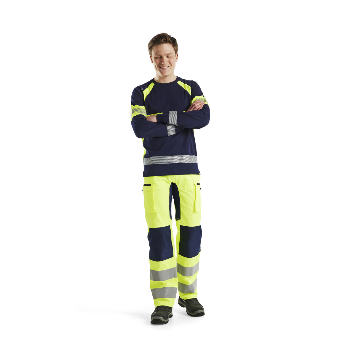 High Vis Arbeitshose mit Stretch High Vis Gelb/Marineblau D92, high vis gelb / marineblau